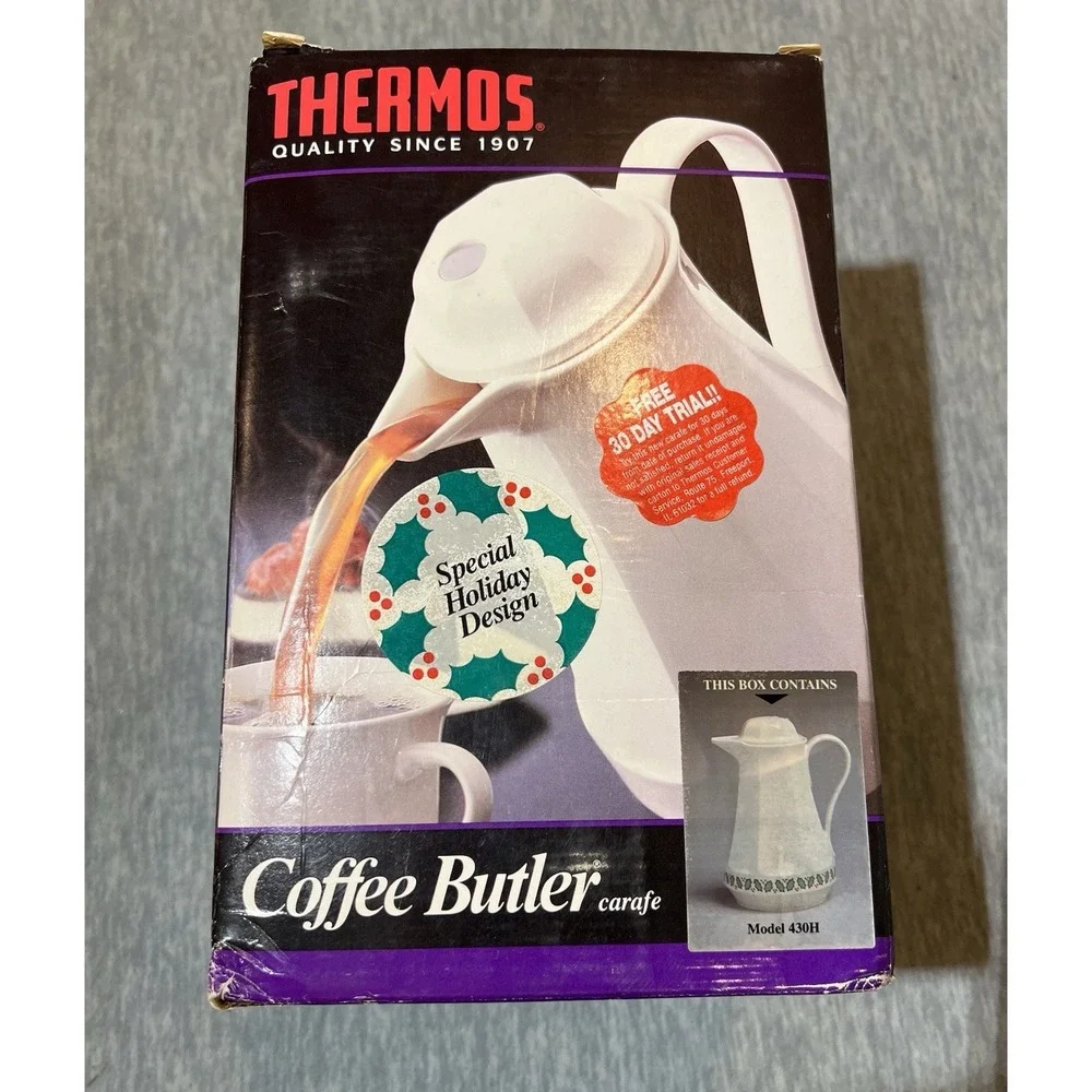 Thermos Coffee Butler Carafe 4308 Holiday Tree Design 32oz Vintage Serving Party